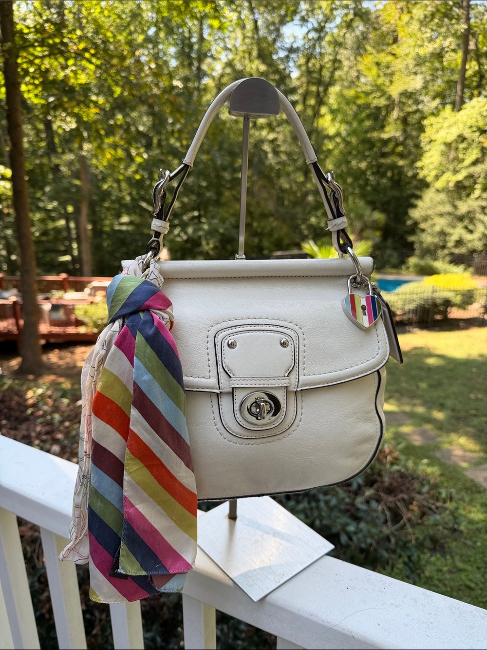 Coach 70th Anniversary Winter White W/Silver Willis Set 3 Tags and Coach Scarf - Picture 6 of 17
